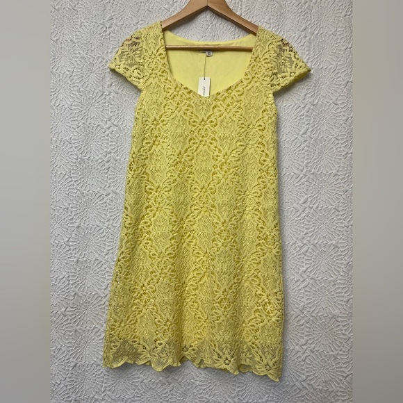 2/$12 Francesca’s XXS Yellow Lace Dress Spring Lined Modest Church Wedding - Picture 9 of 9
